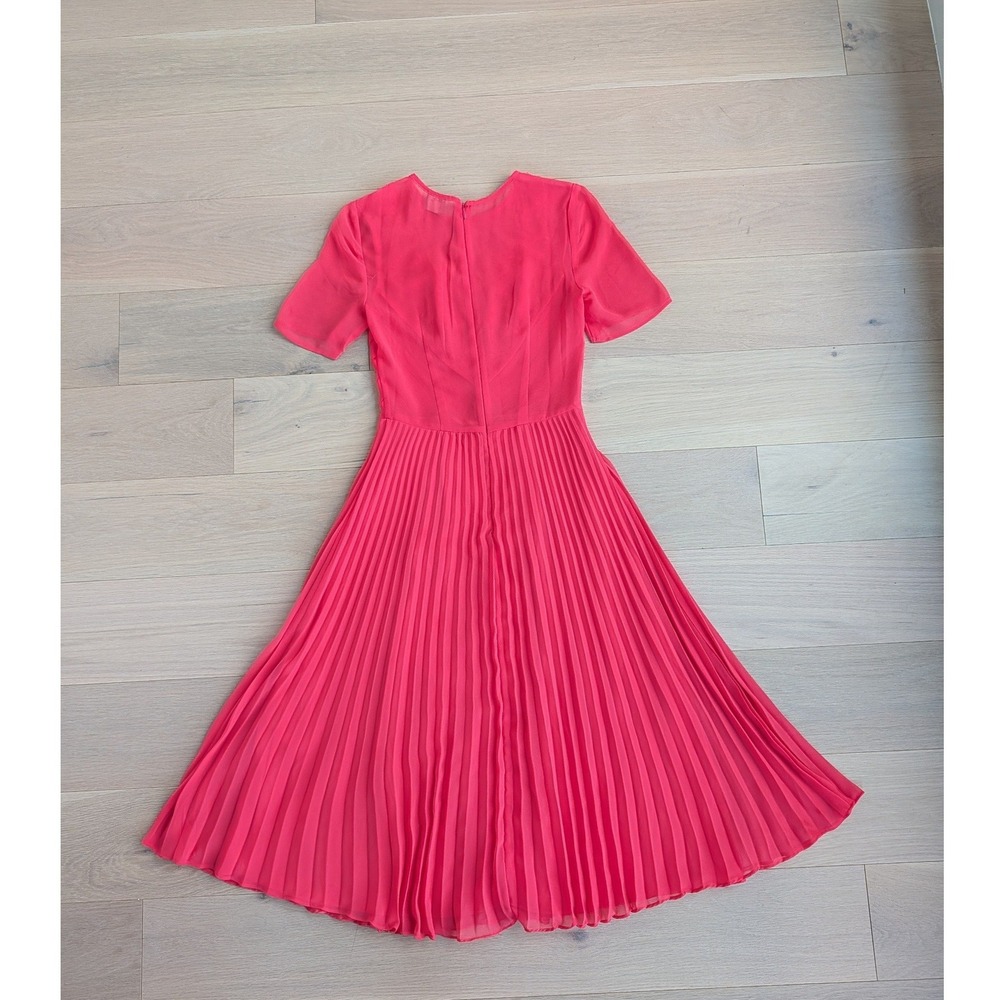 Asos Women's Coral Pleated Lace Bodice Short Sleeve Midi Dress Us 2 - Picture 4 of 12